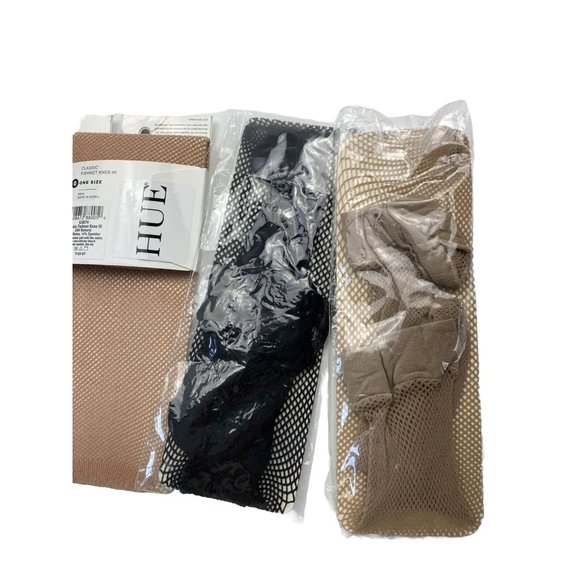 Hue Knee Socks, Cream/Tan, Black Nude Shades One Size Fits All, New - Picture 7 of 7